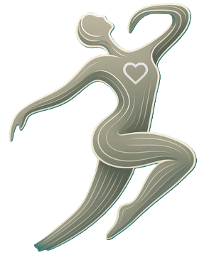 Silhouette dancer logo representing somatic movement and healing